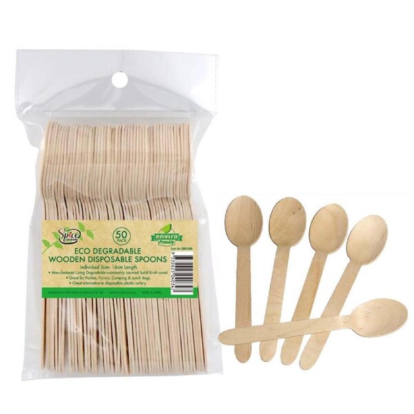 500 x Biodegradable Wooden Spoon Disposable Meal Lunch Box Eco Cutlery Party