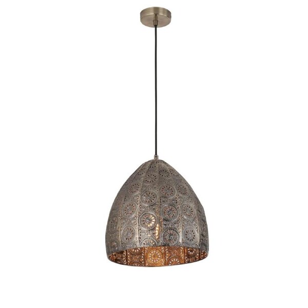 SARI Pendant Lamp Light Interior ES 60W Embossed Ellipse Aged Brass Steel OD310mm X L320m