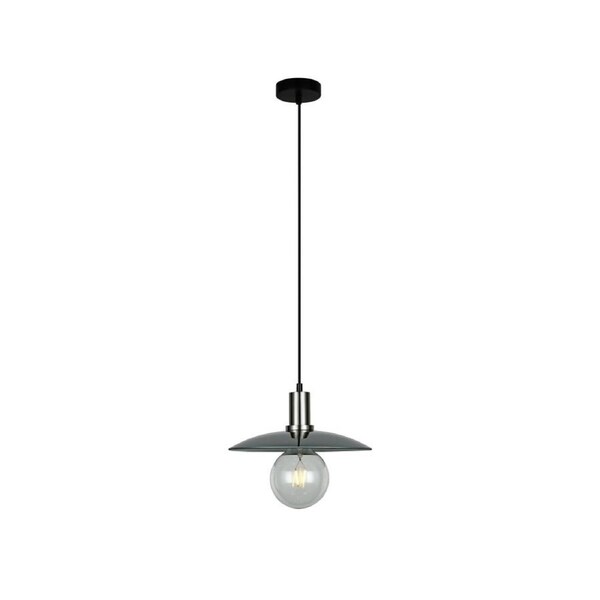 CHAPEAU Pendant Lamp Light Interior ES Smoke Glass Coolie with Satin Chrome Highlight OD300mm