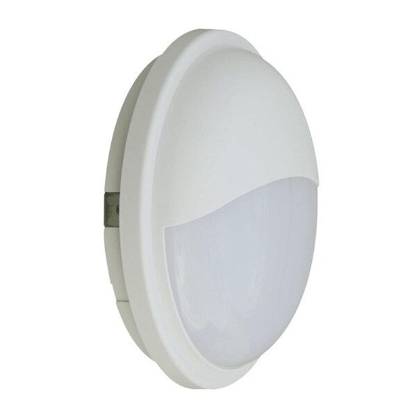 Bulkhead Wall Light Lamp 20W Round White 3000K IP65 OD225mm Eyelid 1600LM