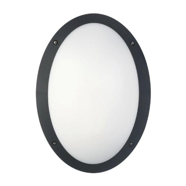 Bulkhead Wall Light Lamp 12W Oval Black 4000K IP66 OD330mm 800LM