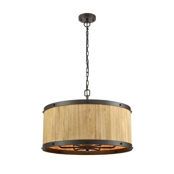 Barque Pendant Lamp Light Interior ESx6 Drum Natural Wood