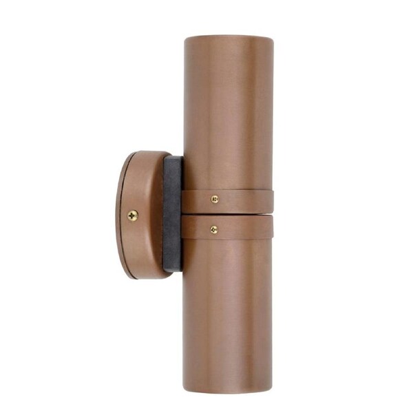 Pillar Light Up/Down GU10 Aged Copper IP65 Round Back Plate Anti-Glare