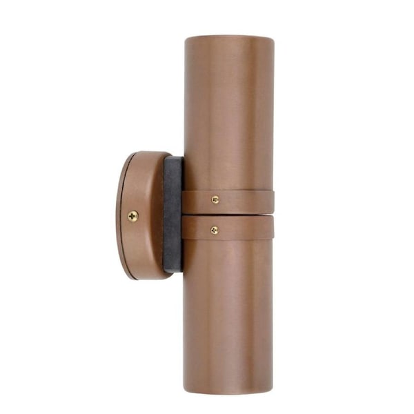 Pillar Light Up/Down 12V MR16 Aged Copper IP65 Round Back Plate Anti-Glare