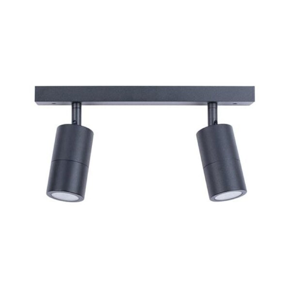 Pillar Light Double Adjustable GU10 Black IP44 Rectangular Bar Back Plate