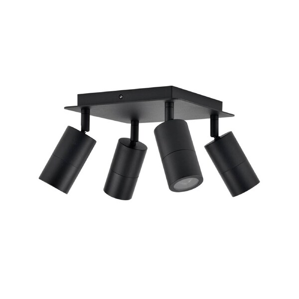 Pillar Light Adjustable 4 Light GU10 Black IP44 Square Back Plate