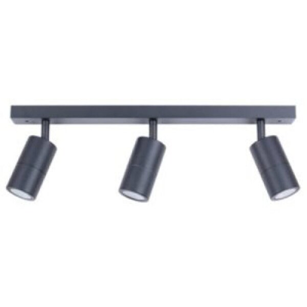 Pillar Light Adjustable 3 Light GU10 Black IP44 Rectangular Bar Back Plate