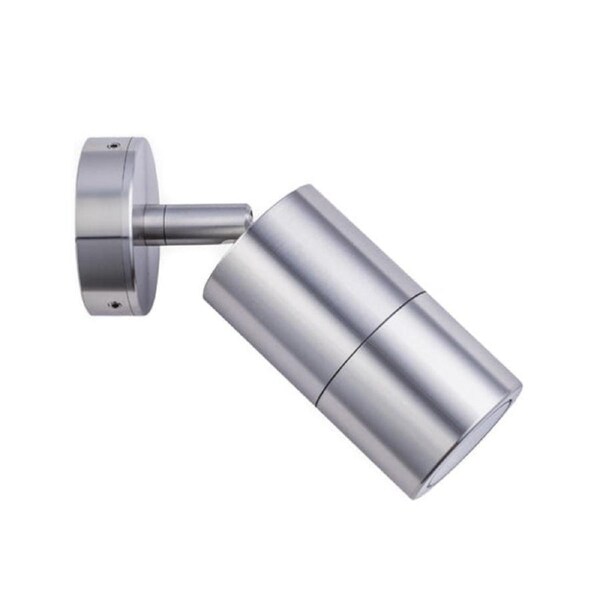 Pillar Light Single Adjustable 12V MR16 Shiny Silver IP65 Round Back Plate