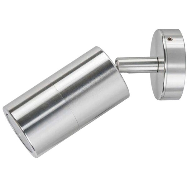 Pillar Light Single Adjustable GU10 Shiny Silver IP65 Round Back Plate