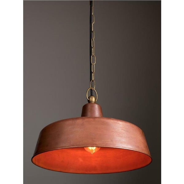 DEKSEL Pendant Lamp Light Interior ES Aged Copper Angled Dome OD400mm x H175mm