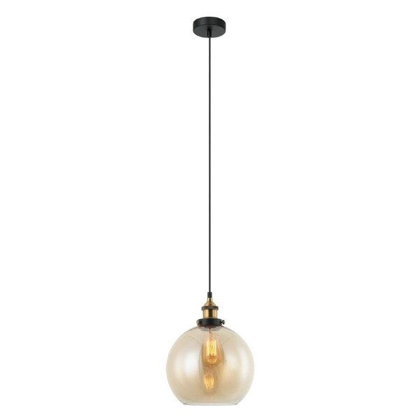 PESINI Pendant Lamp Light Interior ES 40W Amber Wine Glass with Antique Brass Highlight