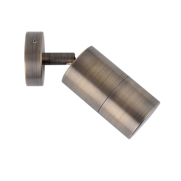 Pillar Light Single Adjustable GU10 Antique Brass IP65 Round Back Plate