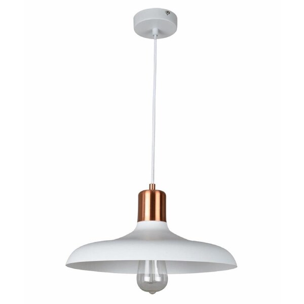 PASTEL Pendant Lamp Light Interior ES Matte White Dome with Copper Highlight OD400mm