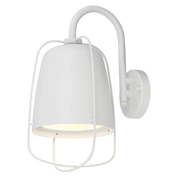 HINK Wall Light Surface Mounted ES Ellipse Matte White IP44 with Cage