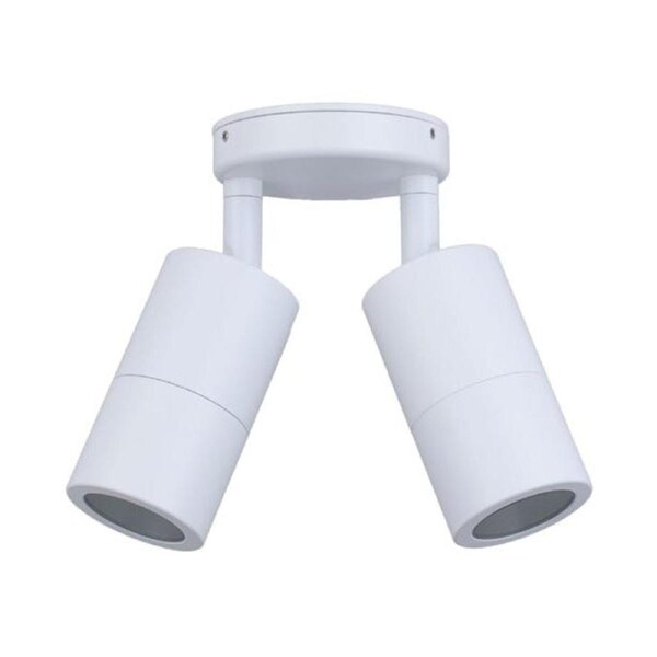 Pillar Light Double Adjustable GU10 White IP65 Round Back Plate