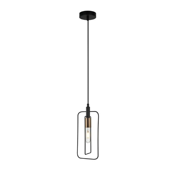 CONTOUR Pendant Lamp Light Interior ES Black Rectangular with Antique Brass Highlight OD150m