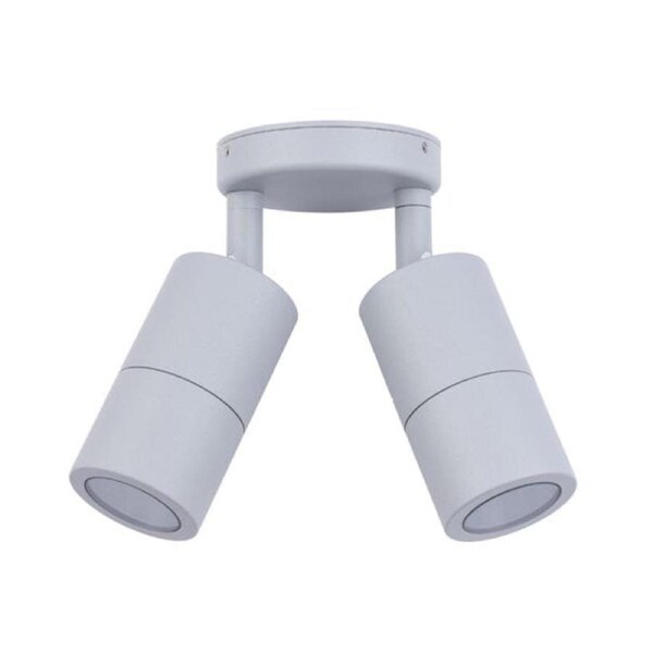 Pillar Light Double Adjustable 12V MR16 Matte Grey IP65 Round Back Plate