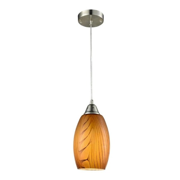 GLAZE Pendant Lamp Light Interior ES Amber Glass Ellipse with swirls OD120mm
