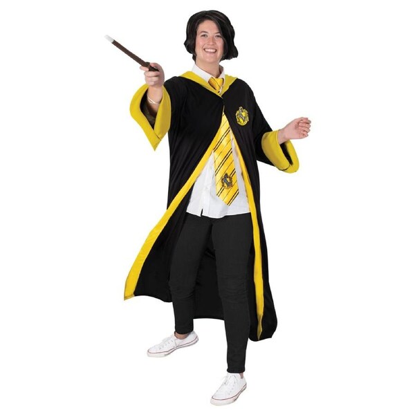 Harry Potter Hufflepuff Hogwarts Hooded Adult Party Costume Wizard Robe Size STD