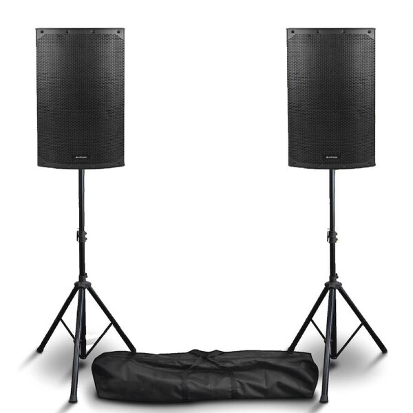 Citronic 12L Pack 2 X 12inch Bluetooth Stereo Linkable 2400W PA Speakers with Stands
