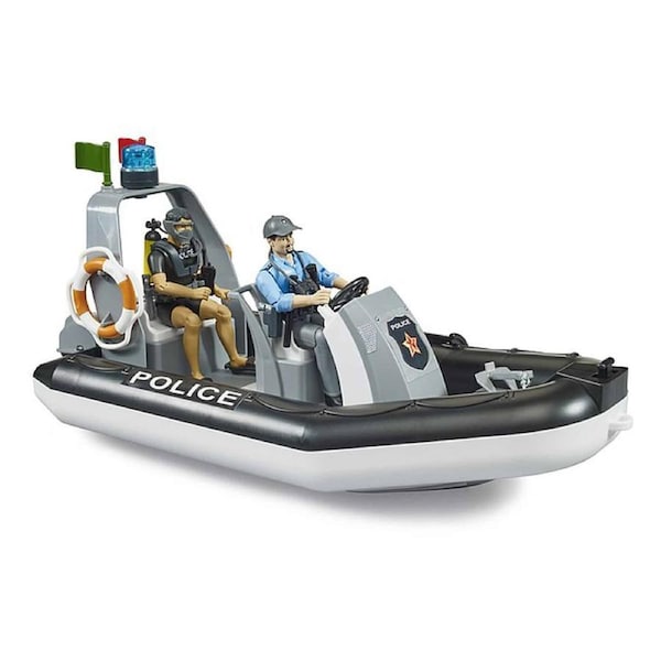Bruder boat - bworld Police boat with rotating beacon light, 2 figures