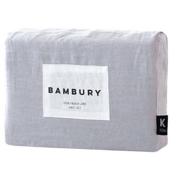 Bambury French Linen Sheet Set Silver King
