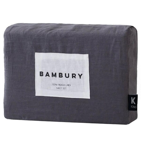 Bambury French Linen Sheet Set Charcoal Queen
