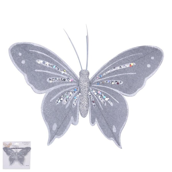Grey Velour Butterfly Clip on 20cm