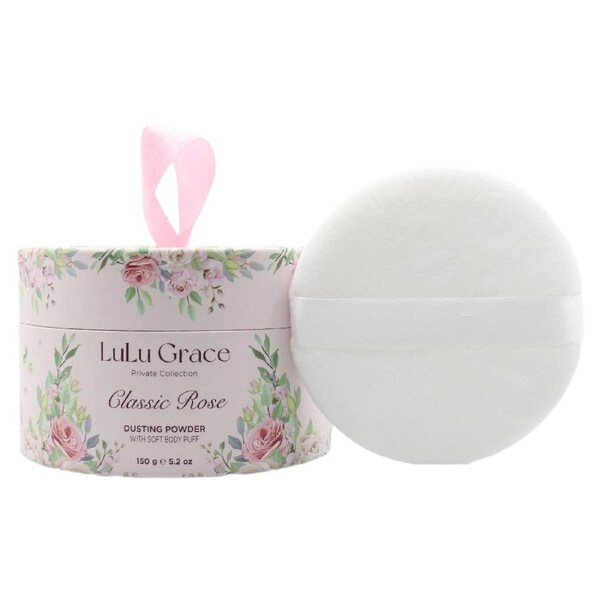 Lulu Grace 150gm Classic Rose Dusting Powder with Puffer (Talc Free)
