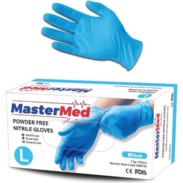 100pcs Mastermed Nitrile Gloves Powder free 3.5g - Large