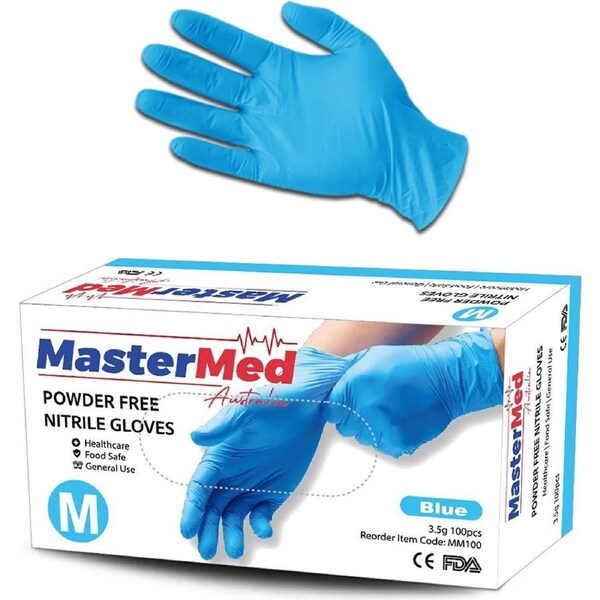 100pcs Mastermed Nitrile Gloves Powder free 3.5g - Medium