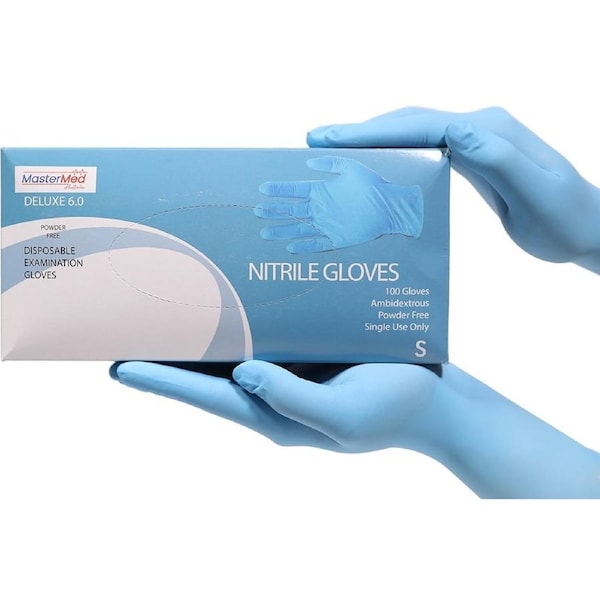 100pcs Mastermed Small 6g Blue Nitrile Gloves Powder Free
