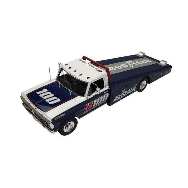 DDA Licensed 1:18 Scale Ford F-350 Ramp Truck 1970 Diecast Model Car Blue