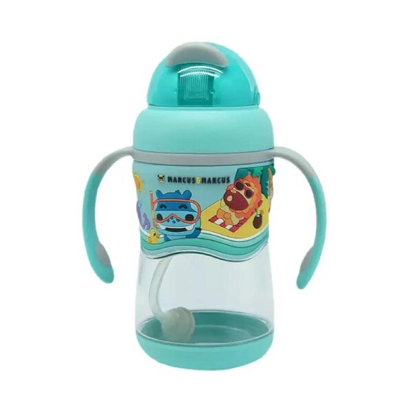 Marcus & Marcus 2-Stage Tritan Straw Bottle Drinking Cup w/ Grip Handles 0+ Blue