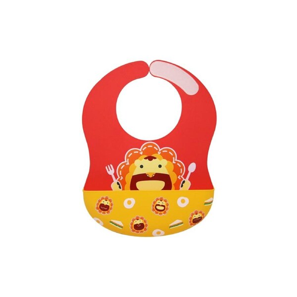 Marcus & Marcus Marcus Lion Red Wide Coverage Silicone Baby/Toddler Bib 6m+