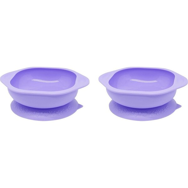 2x Marcus & Marcus Toddler/Baby Suction Cup Eating Bowl Lilac Willo Whale 12m+