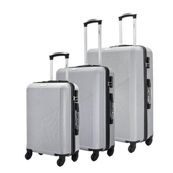 Luggage Set 3 Suitcase Lock Travel Carry Bag Trolley ABS4 Wheels 50/60/70 Silver