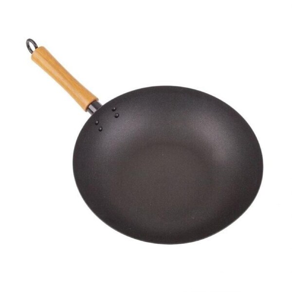 Stir Fry Pan Non-Stick Excalibur With Wooden Handle Chinese Wok Flat Bottom 30cm