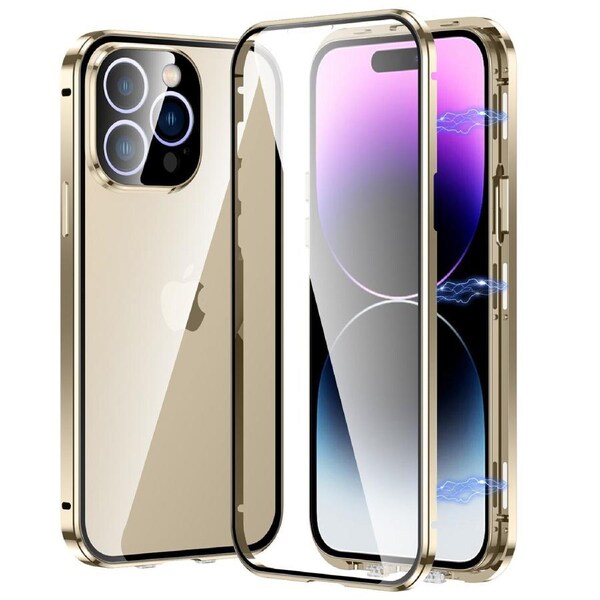 Magnetic Metal Frame Case Screen Glass For iPhone 12 Pro Max