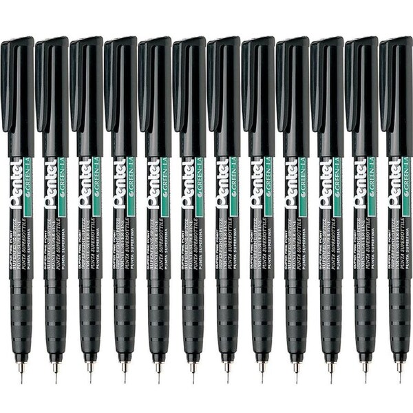Pentel NMF50 Green Label Permanent Marker 0.5mm Black Box 12