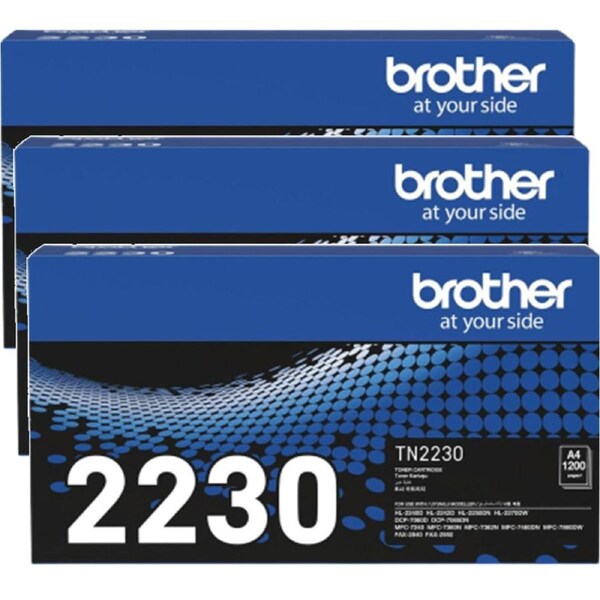 Brother TN-2230 Toner Ink Cartridge Black Genuine Original 3 Pack