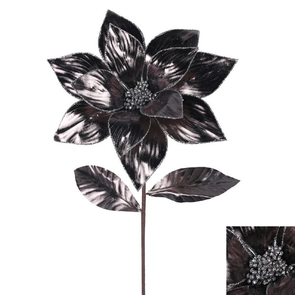 Dark Silver Poinsettia Stem 45cm