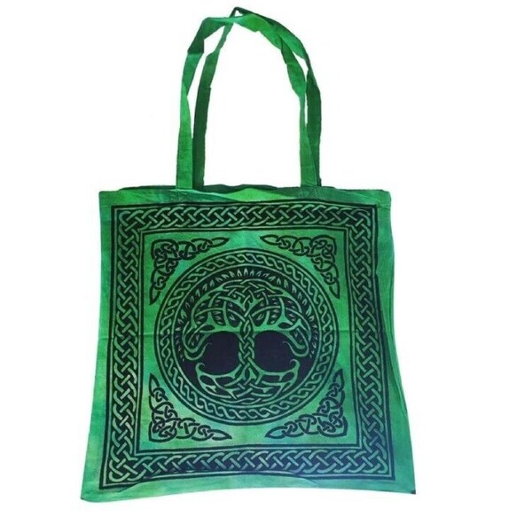Tote Bag Tree of Life Yoga Pilates Tote Shoulder Bag Meditation Green & Black