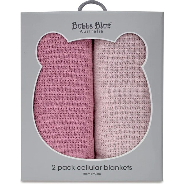 2PK Bubba Blue Nordic Bamboo 70x90cm Soft Cellular Blanket Baby 0-12m Berry/Rose