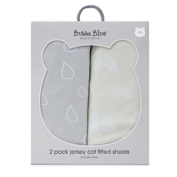 2PK Bubba Blue Nordic 77x135cm Jersey Cot Fitted Sheet Baby 0-12m Grey/Sand