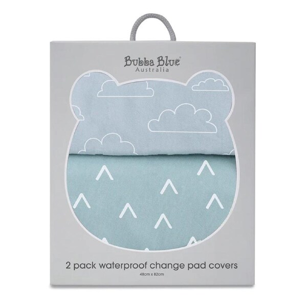 2PK Bubba Blue 48x82cm Nordic Waterproof Change Mat Cover Baby 0-12m Sky/Mint