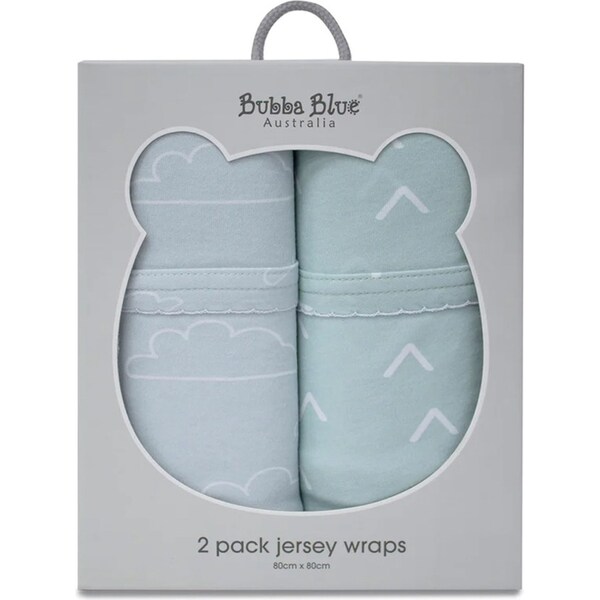 2PK Bubba Blue Nordic 80x80cm Soft Jersey Swaddle Wrap Baby 0-12m Dusty Sky/Mint