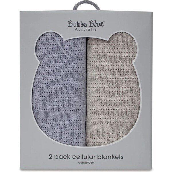 2PK Bubba Blue Nordic Bamboo 70x90cm Cellular Soft Blanket Baby 0-12m Grey/Sand