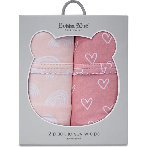 2PK Bubba Blue Nordic 80x80cm Jersey Swaddle Wrap Baby 0-12m Dusty Berry/Rose