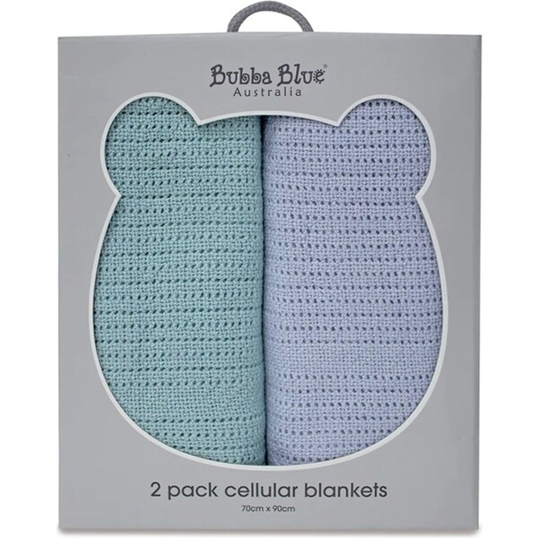 2PK Bubba Blue Nordic Bamboo 70x90cm Cellular Blanket Baby 0-12m Dusty Sky/Mint